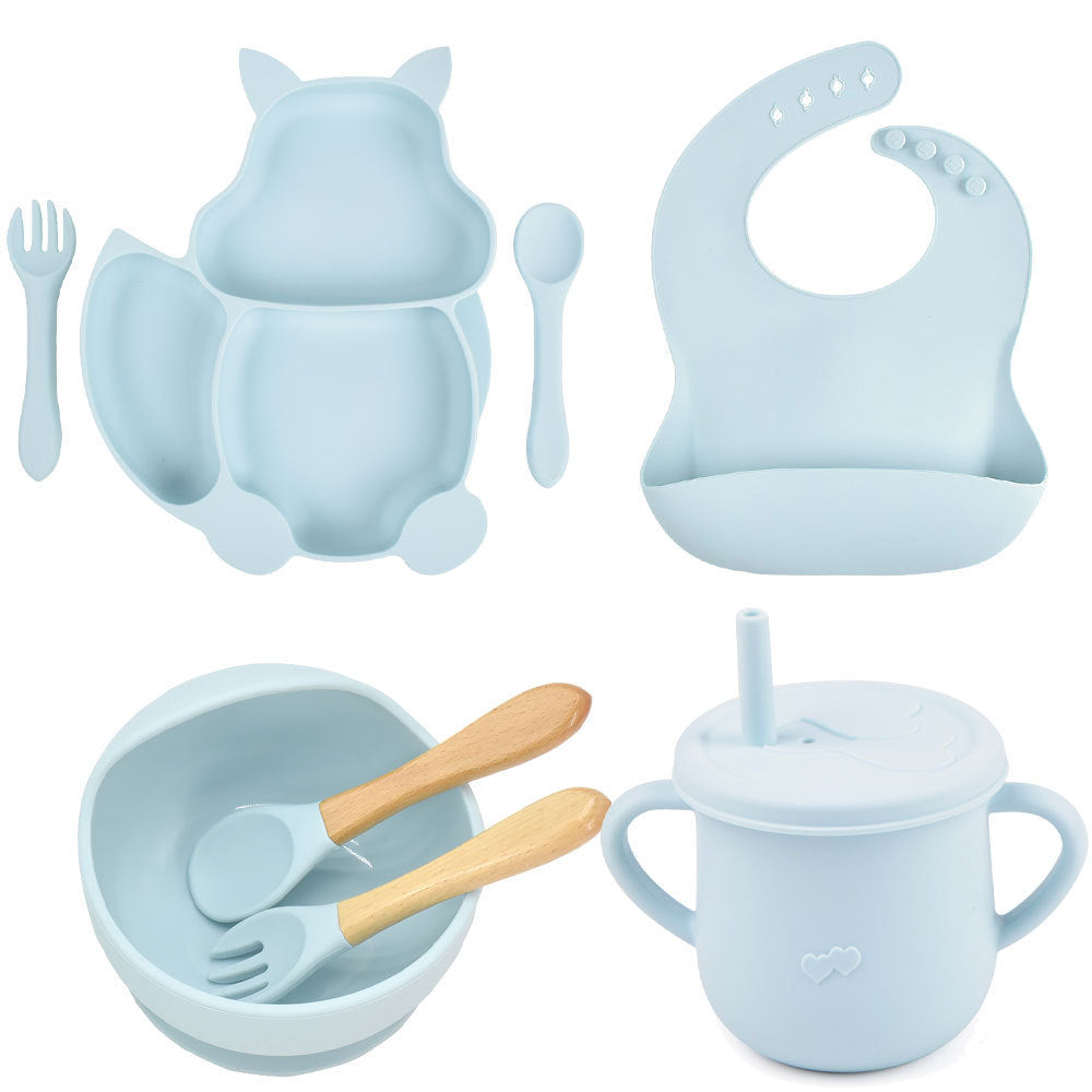 SILICONE CHILDERN'S TABLEWARE BABY FEEDING COMPLEMENTARY FOOD TRAINING SET