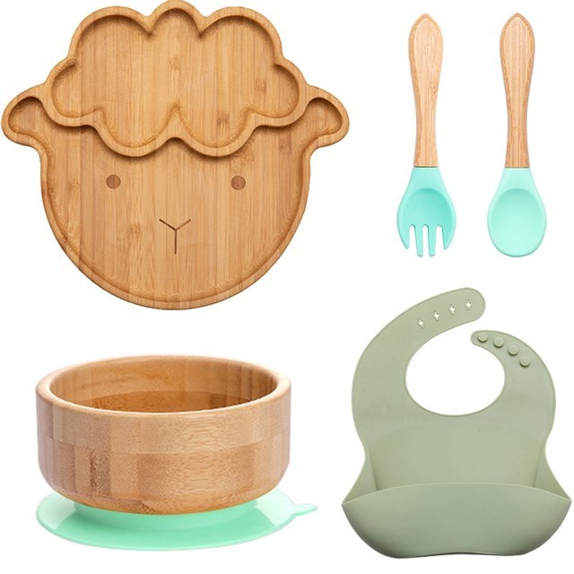 WOODEN FEEDING TABLEWARE SETS KIDS FEEDING SUPPLIES BAM