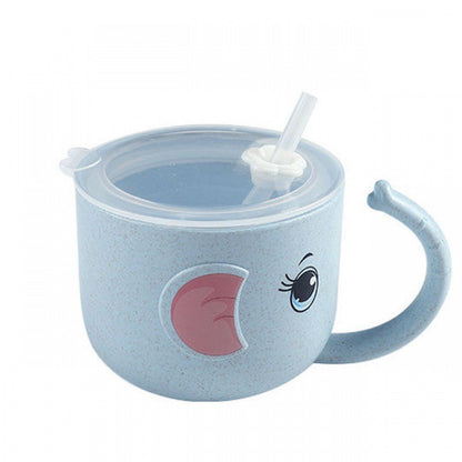 BABY FEEDING MUG SILICONE STRAW CHILDERN