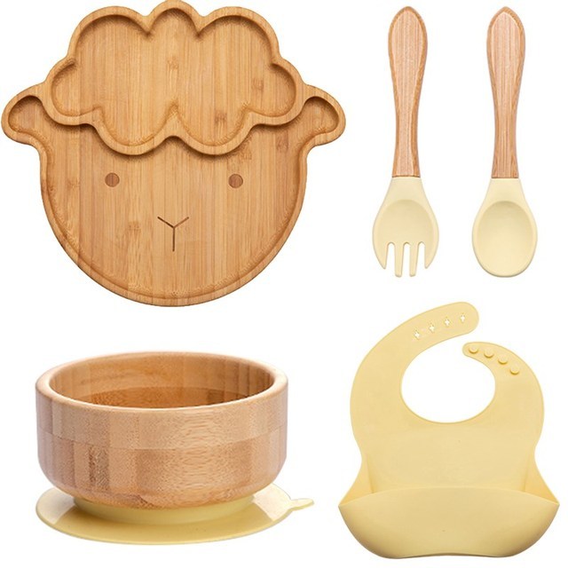 WOODEN FEEDING TABLEWARE SETS KIDS FEEDING SUPPLIES BAM