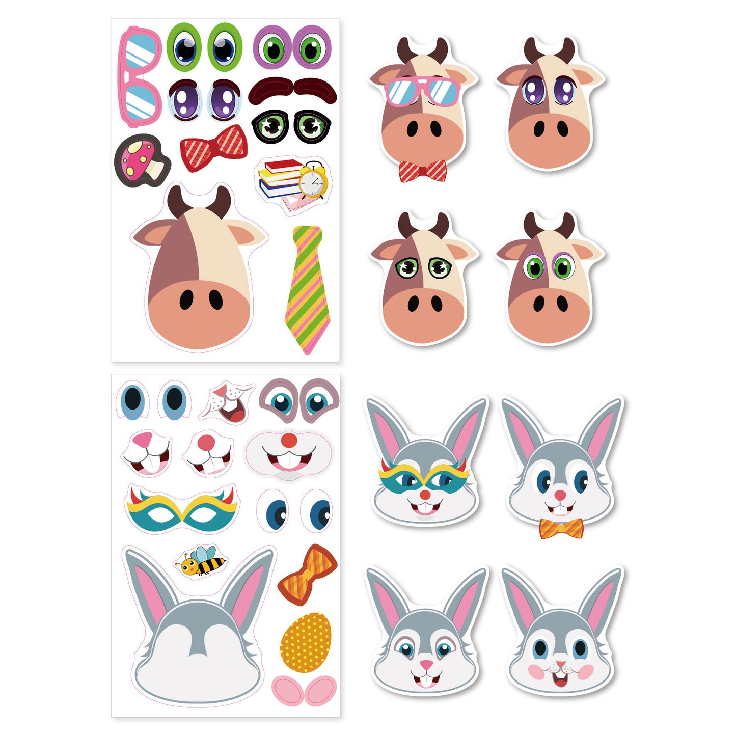 MAKE A ANIMAL FACE STICKER SHEETS FOR KIDS