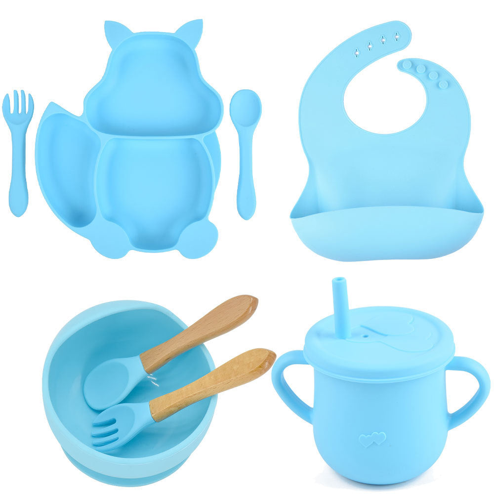 SILICONE CHILDERN'S TABLEWARE BABY FEEDING COMPLEMENTARY FOOD TRAINING SET