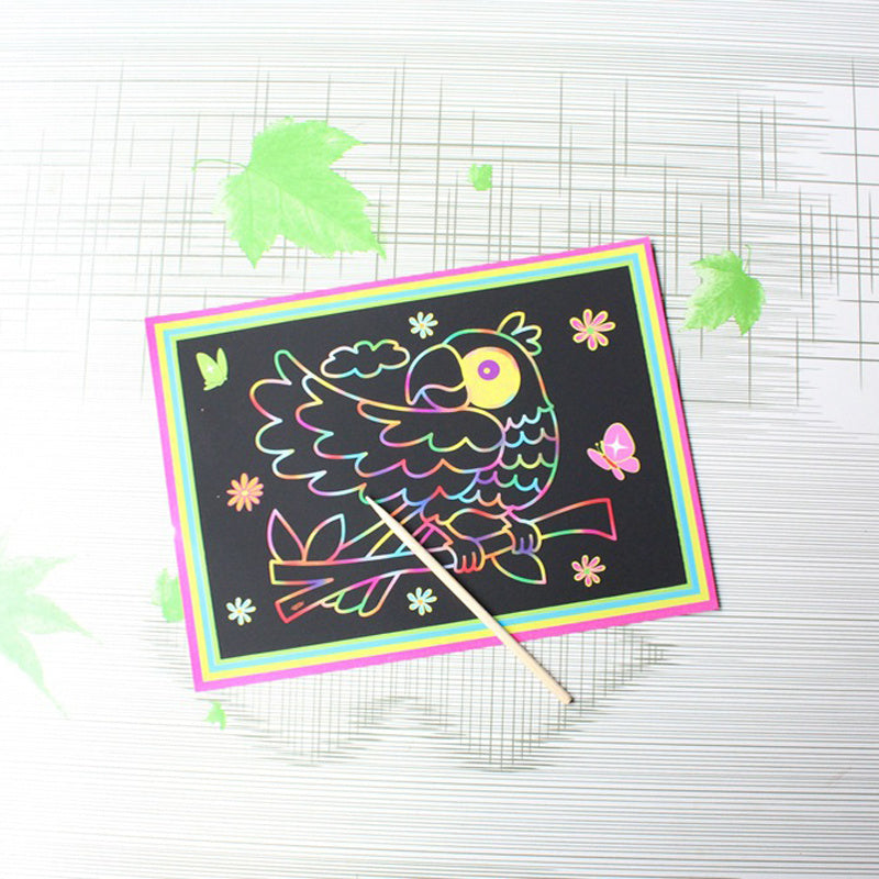 SCRATCH ART PAPER MAGIC PAINTING PAPER WITH DRAWING STICK FOR KIDS