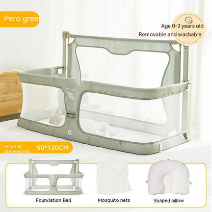 BEDSIDE CRIB - 3 IN 1 BABY BASSINET, PORTABLE CRIB & BED RAIL FOR Co-SLEEPING BABIES. BED SIDE LIFTING FENCE WITH ADJUSTABLE HEIGHT.