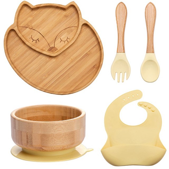 WOODEN FEEDING TABLEWARE SETS KIDS FEEDING SUPPLIES BAM