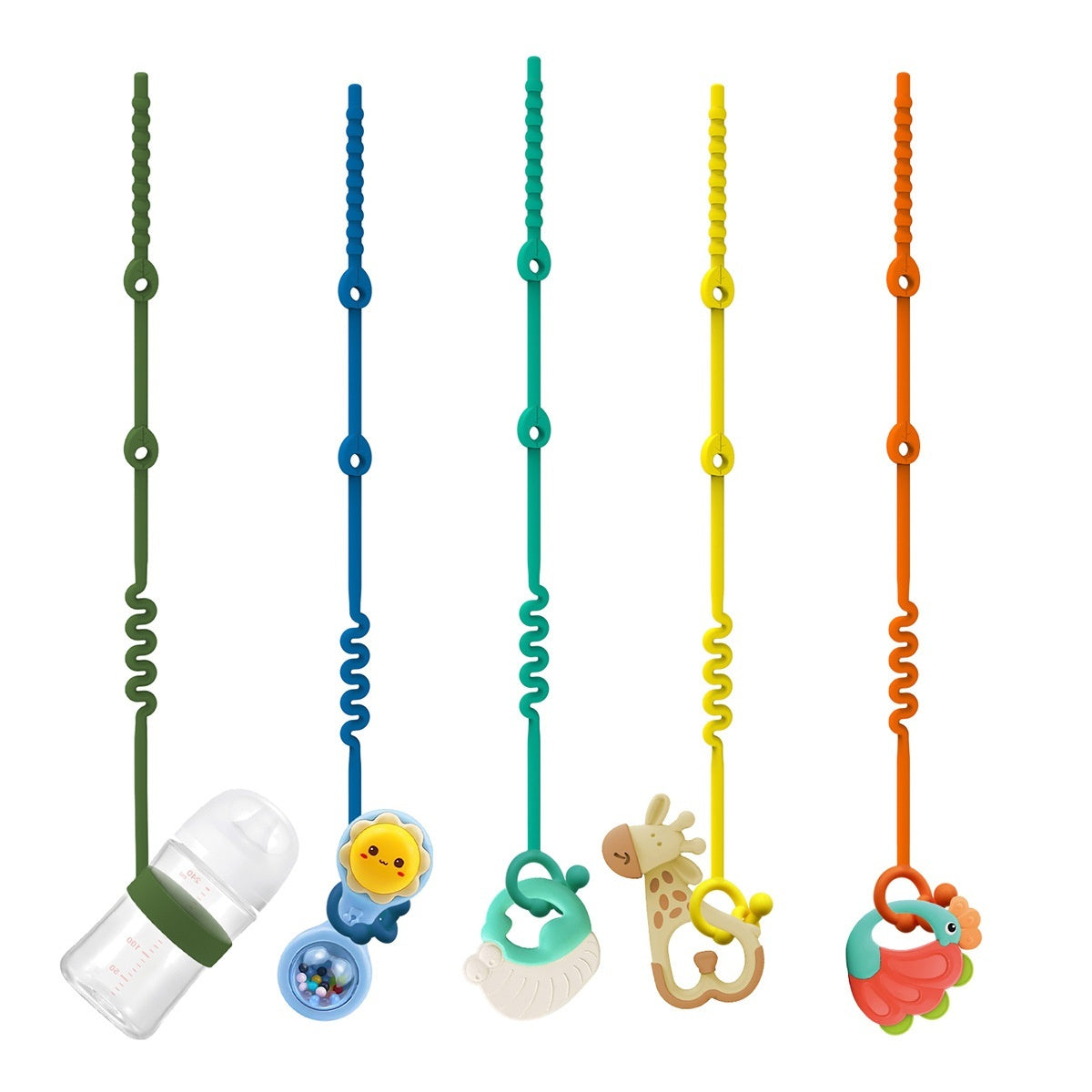 SILICONE TOY ROPE TEETHER FORK BABY NIPPLE BITE TEETHER STROLLER FEEDIND BOTTLE ROPE