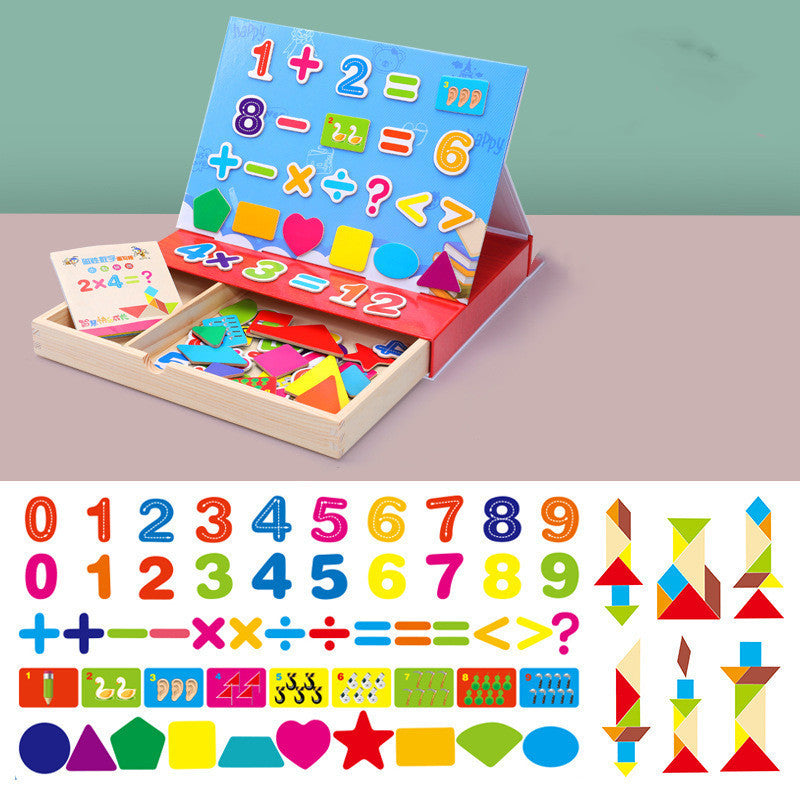 MULTIFUNCTINAL PUZZLE WOODEN DRAWING BOARD MAGNETIC STICKER TOY