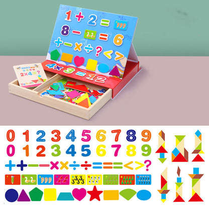 MULTIFUNCTINAL PUZZLE WOODEN DRAWING BOARD MAGNETIC STICKER TOY