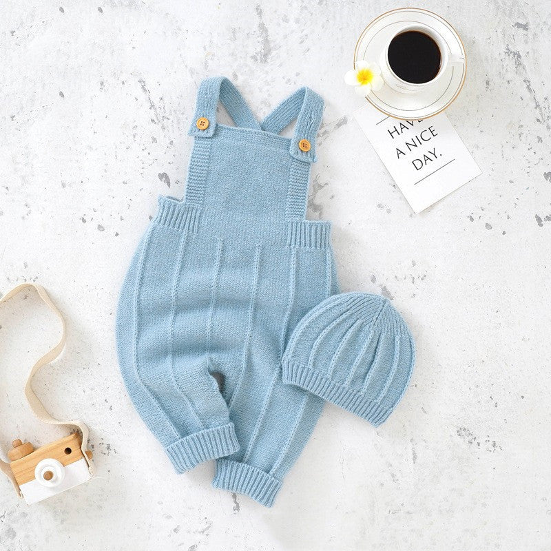 Baby Knitted Romper with Beanie Cap | Soft Knit Outfit