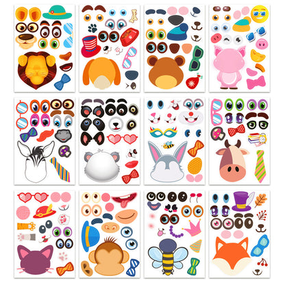 MAKE A ANIMAL FACE STICKER SHEETS FOR KIDS